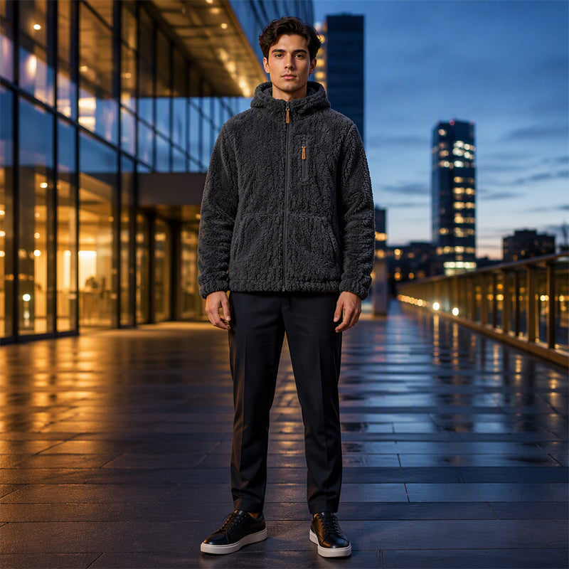 👚🔥Beliebtes Produkt ！✨Bestseller – Herren-Fleecejacke mit Kapuze und Reißverschluss