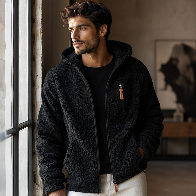 👚🔥Beliebtes Produkt ！✨Bestseller – Herren-Fleecejacke mit Kapuze und Reißverschluss
