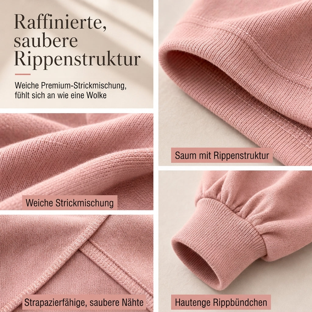 ⏰ Countdown läuft – 50% nur noch 3 Tage! Freizeit Zweiteiliges Strick-Lounge-Set für Damen mit Mock-Neck Langarm-Sweatshirt und hochtaillierten weit geschnittenen Hosen