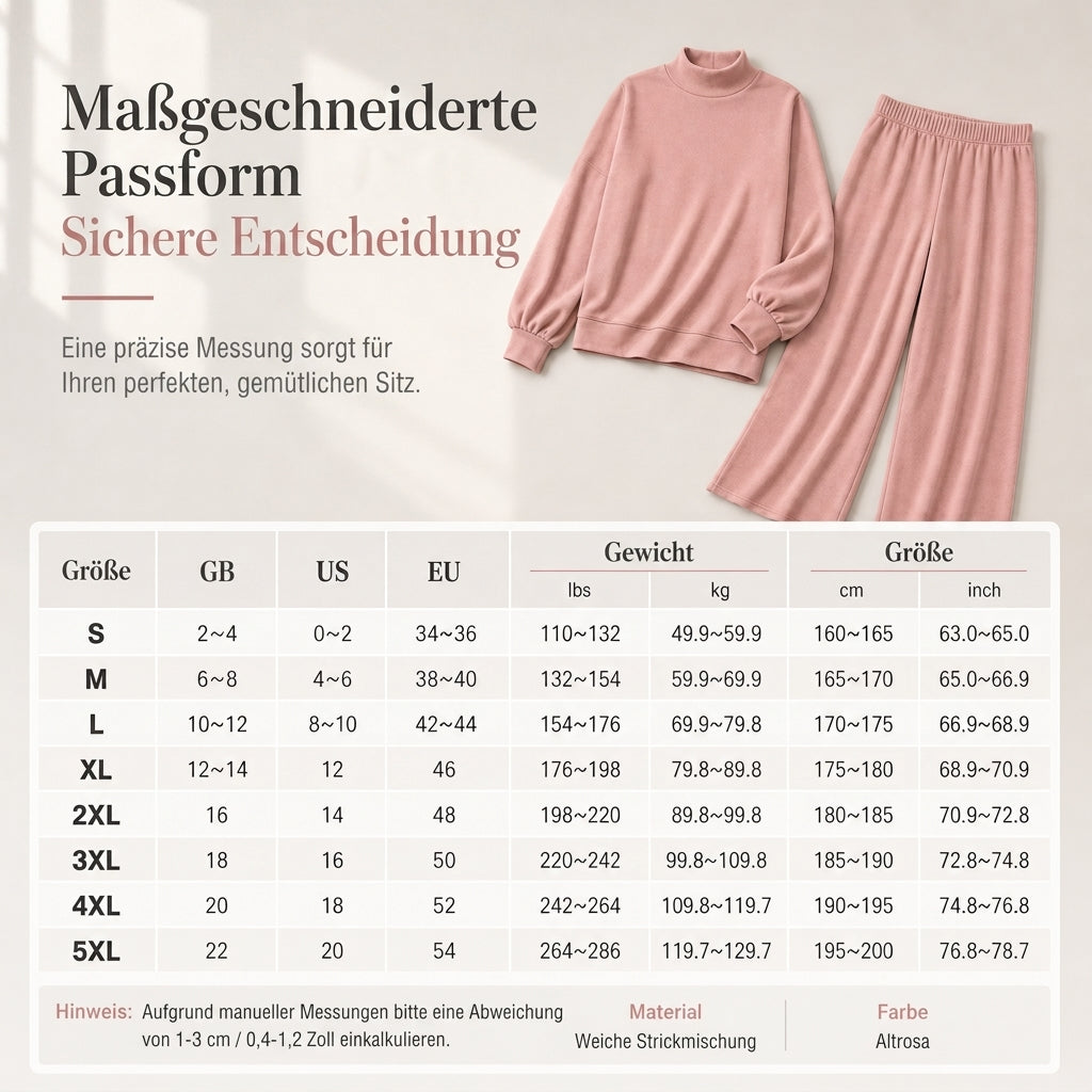 ⏰ Countdown läuft – 50% nur noch 3 Tage! Freizeit Zweiteiliges Strick-Lounge-Set für Damen mit Mock-Neck Langarm-Sweatshirt und hochtaillierten weit geschnittenen Hosen