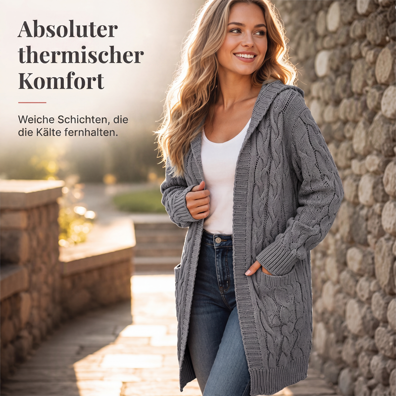 🎁✨Begrenzter Vorrat verfügbar, nicht verpassen!🔥🔥Lange Strick-Cardigan mit Kapuze und Taschen für Damen