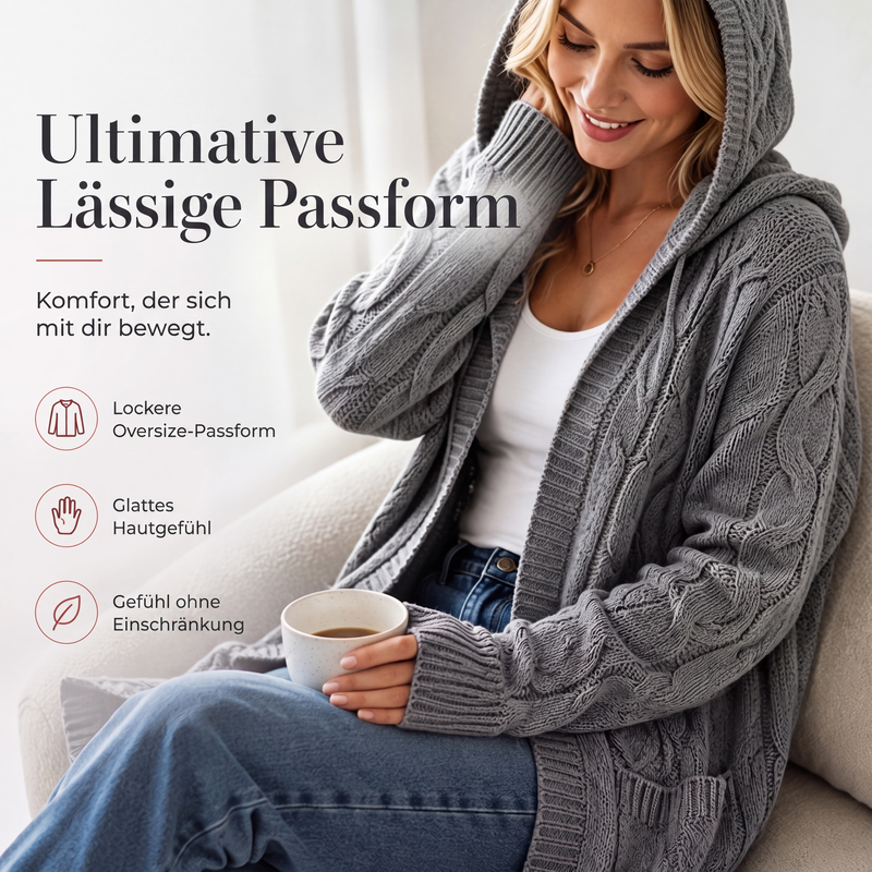 🎁✨Begrenzter Vorrat verfügbar, nicht verpassen!🔥🔥Lange Strick-Cardigan mit Kapuze und Taschen für Damen