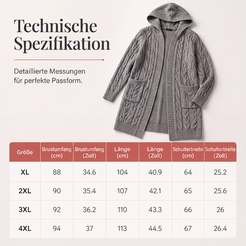 🎁✨Begrenzter Vorrat verfügbar, nicht verpassen!🔥🔥Lange Strick-Cardigan mit Kapuze und Taschen für Damen