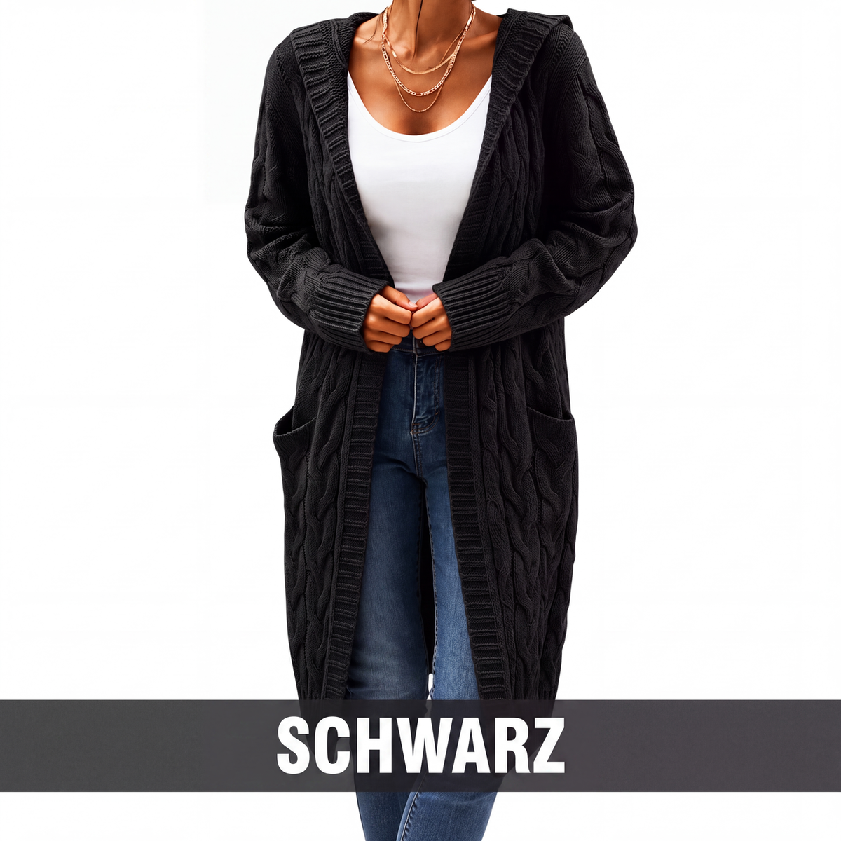 🎁✨Begrenzter Vorrat verfügbar, nicht verpassen!🔥🔥Lange Strick-Cardigan mit Kapuze und Taschen für Damen