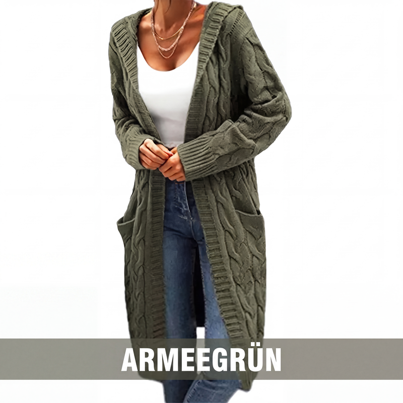 🎁✨Begrenzter Vorrat verfügbar, nicht verpassen!🔥🔥Lange Strick-Cardigan mit Kapuze und Taschen für Damen