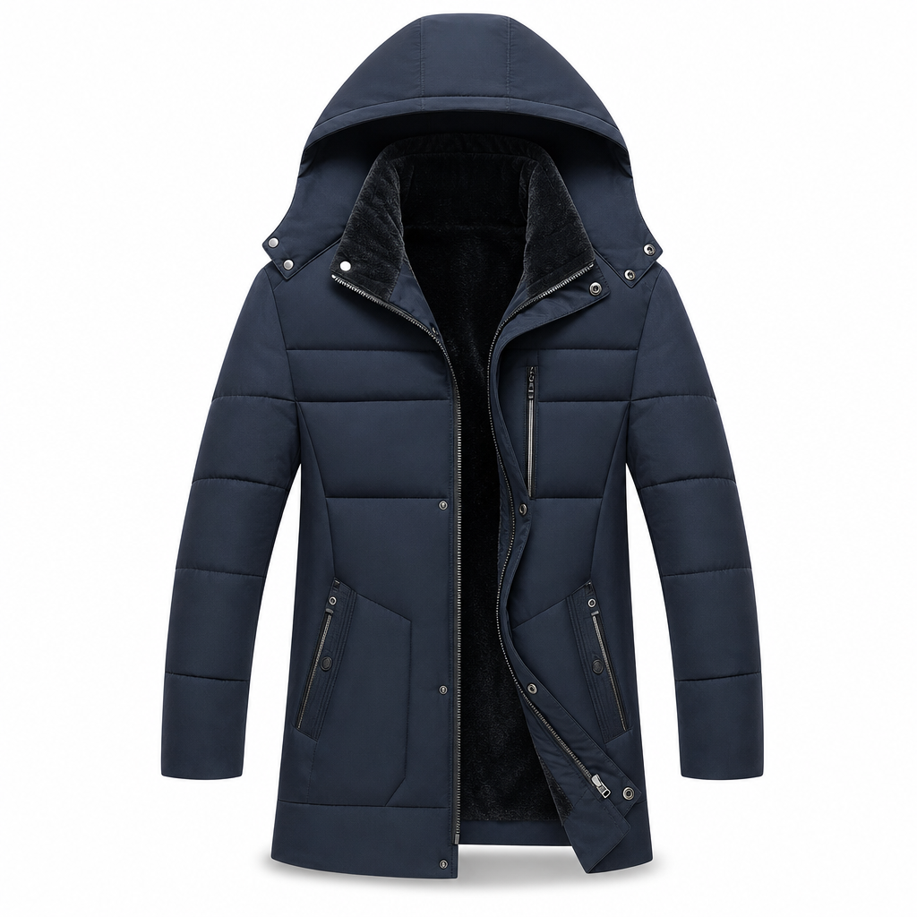 🎯 50% Rabatt + Gratis Versand! 🚚 Herren mittellange wattierte Winterjacke, business-elegant & lässig, für Männer mittleren Alters