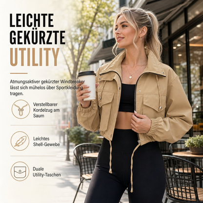 🔥Beliebtes Produkt ！✨Damen Unifarbe Windjacke mit durchgehendem Reißverschluss, Herbst
