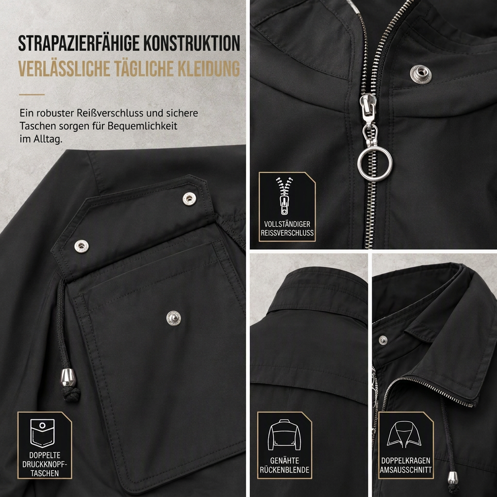 🔥Beliebtes Produkt ！✨Damen Unifarbe Windjacke mit durchgehendem Reißverschluss, Herbst