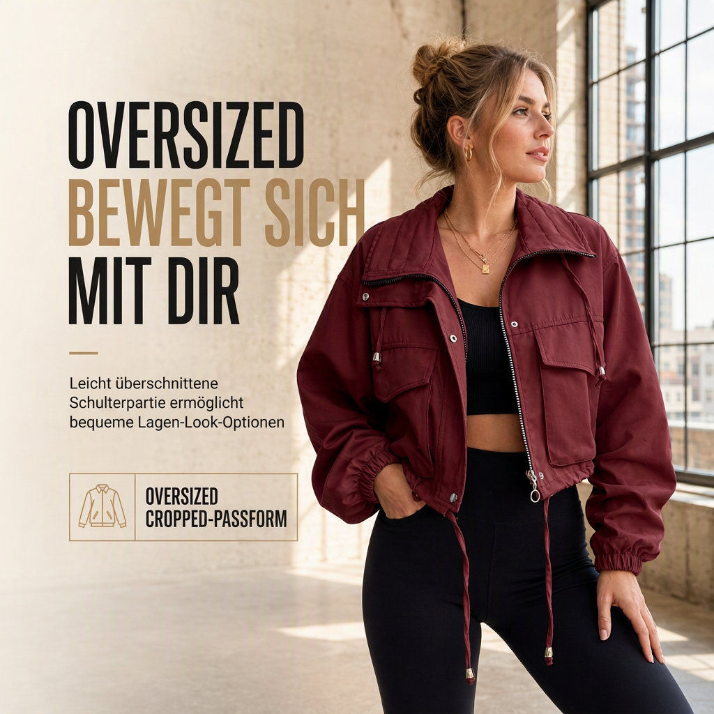 🔥Beliebtes Produkt ！✨Damen Unifarbe Windjacke mit durchgehendem Reißverschluss, Herbst