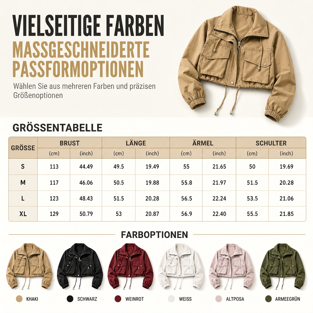 🔥Beliebtes Produkt ！✨Damen Unifarbe Windjacke mit durchgehendem Reißverschluss, Herbst