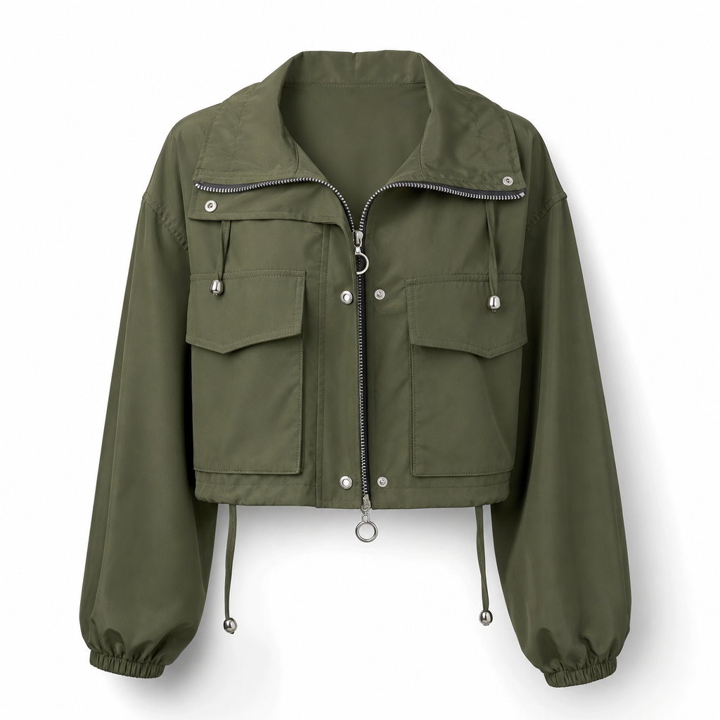 🔥Beliebtes Produkt ！✨Damen Unifarbe Windjacke mit durchgehendem Reißverschluss, Herbst