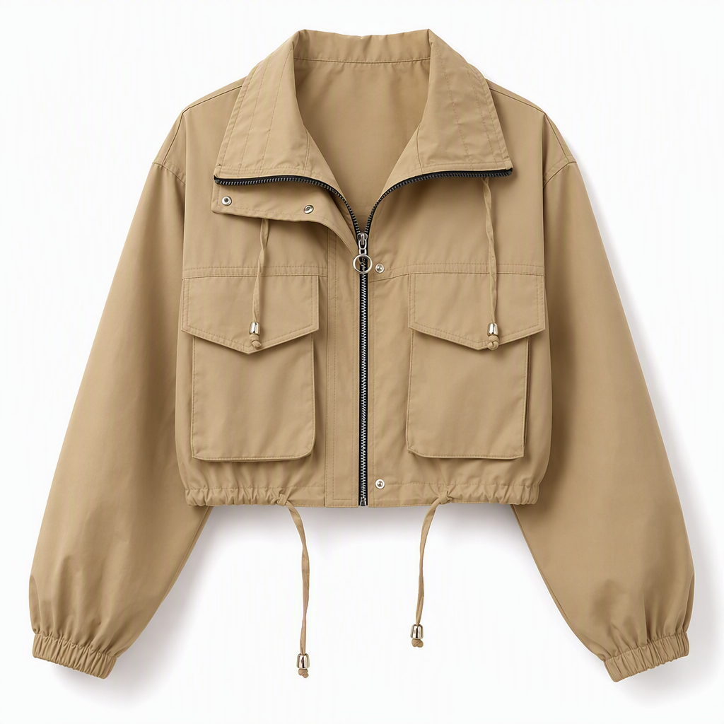 🔥Beliebtes Produkt ！✨Damen Unifarbe Windjacke mit durchgehendem Reißverschluss, Herbst