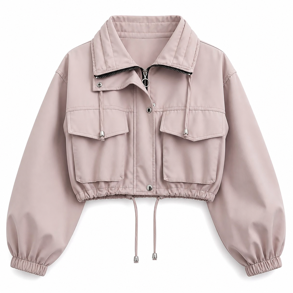 🔥Beliebtes Produkt ！✨Damen Unifarbe Windjacke mit durchgehendem Reißverschluss, Herbst
