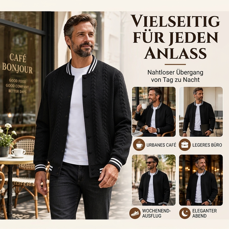 📊 Über 200.000 Verkäufe – Dankeschön mit 50% Rabatt! Freizeit-Baseballjacke für Herren mit Jacquard-Muster