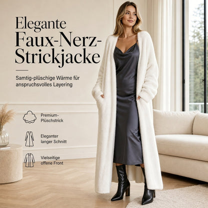 🔥Beliebtes Produkt ！✨Damen Langcardigan aus Kunstpelz-Fleece, flauschiger oversized Strickmantel für Herbst und Winter