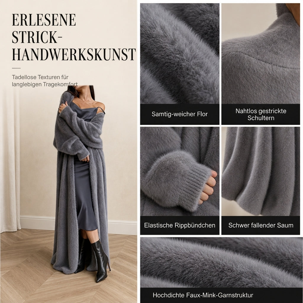 🔥Beliebtes Produkt ！✨Damen Langcardigan aus Kunstpelz-Fleece, flauschiger oversized Strickmantel für Herbst und Winter