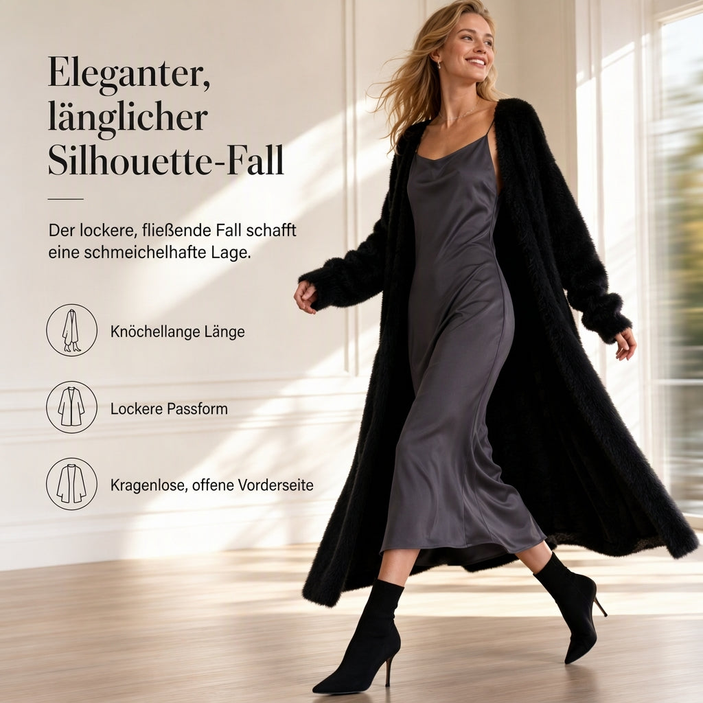🔥Beliebtes Produkt ！✨Damen Langcardigan aus Kunstpelz-Fleece, flauschiger oversized Strickmantel für Herbst und Winter