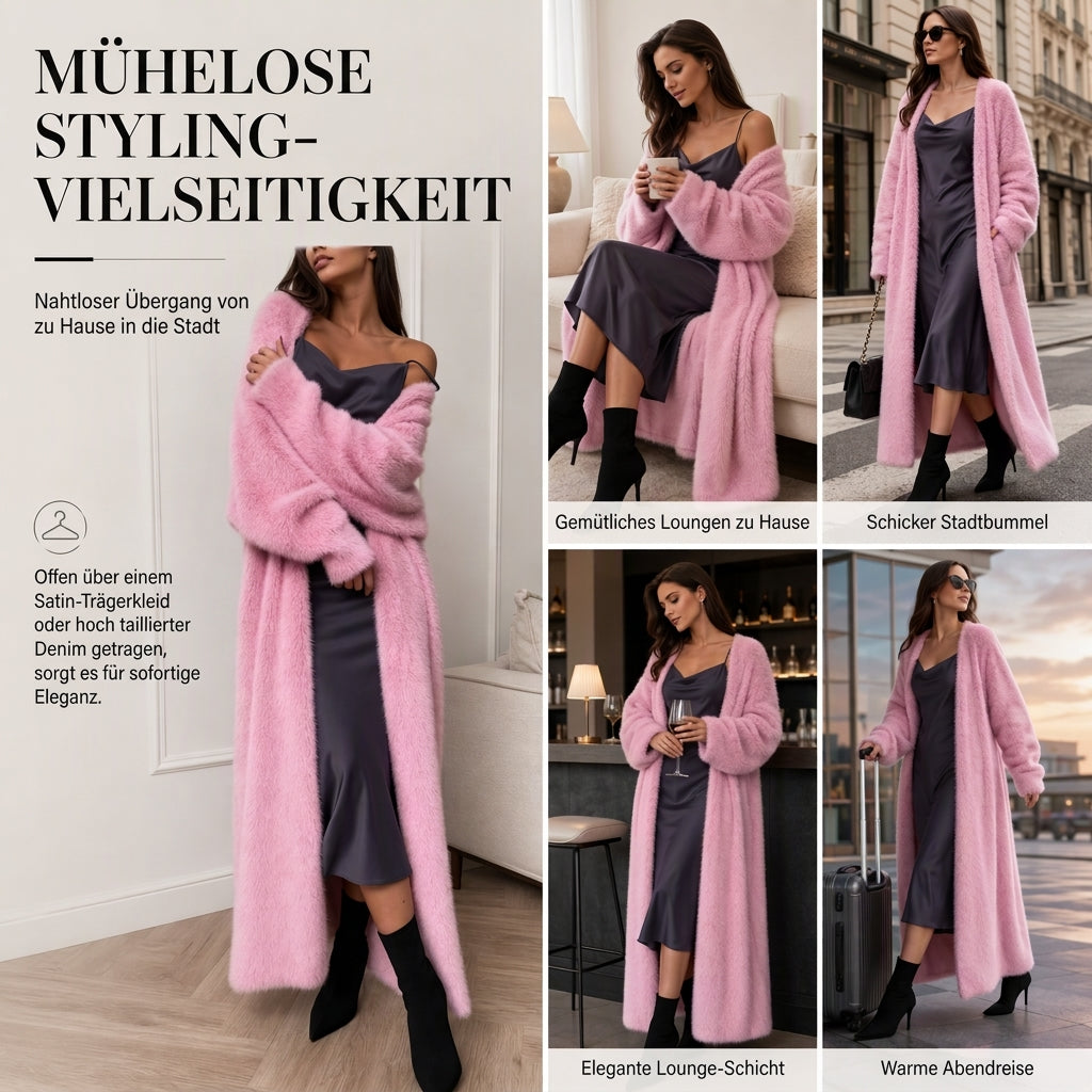 🔥Beliebtes Produkt ！✨Damen Langcardigan aus Kunstpelz-Fleece, flauschiger oversized Strickmantel für Herbst und Winter