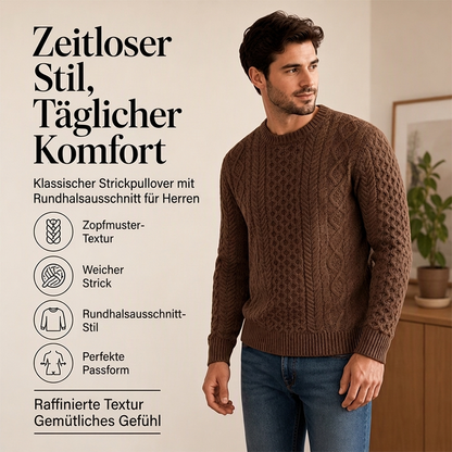 📢🎉50%Rabatt!!!🛍️✨Lässiger Herren-Strickpullover mit Zopfstrickmuster und Rundhalsausschnitt