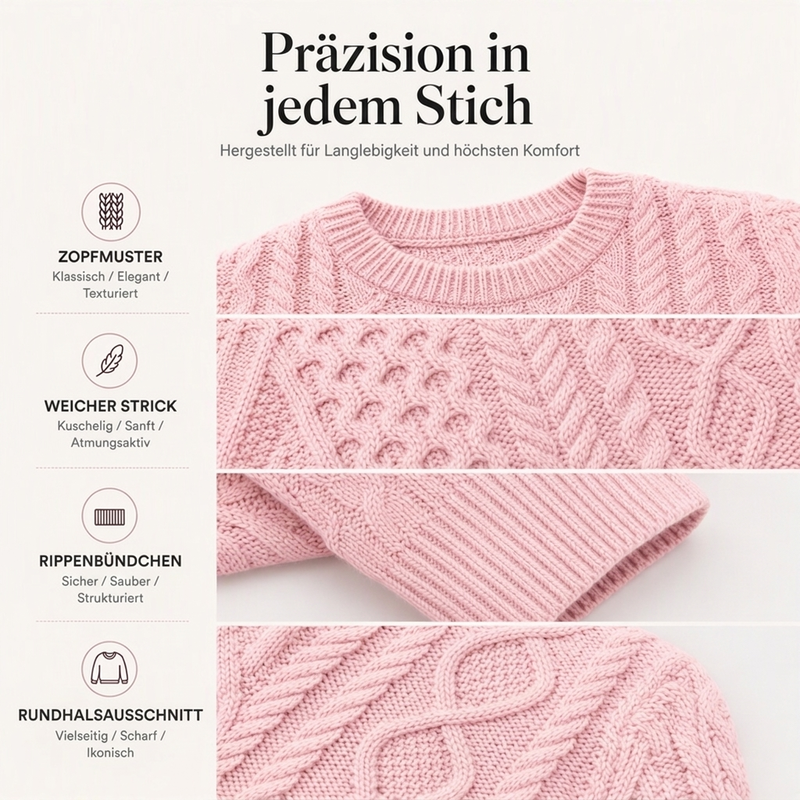 📢🎉50%Rabatt!!!🛍️✨Lässiger Herren-Strickpullover mit Zopfstrickmuster und Rundhalsausschnitt
