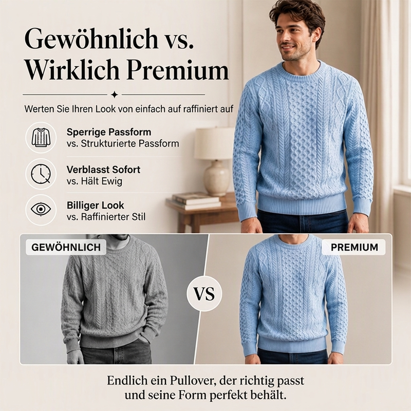 📢🎉50%Rabatt!!!🛍️✨Lässiger Herren-Strickpullover mit Zopfstrickmuster und Rundhalsausschnitt