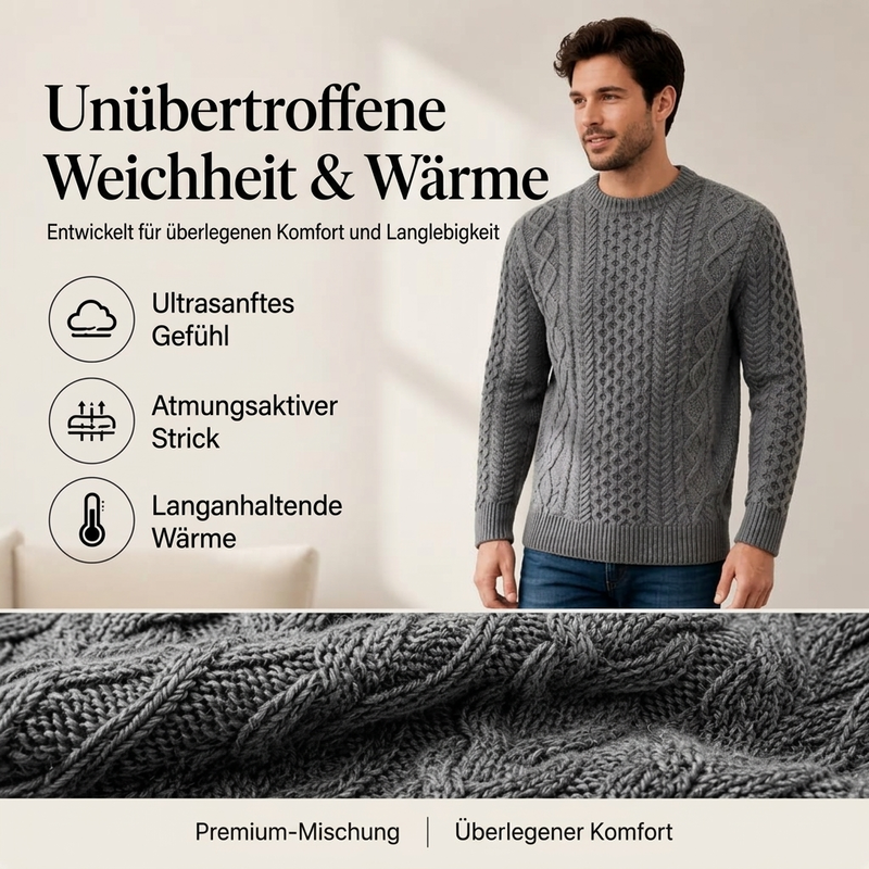 📢🎉50%Rabatt!!!🛍️✨Lässiger Herren-Strickpullover mit Zopfstrickmuster und Rundhalsausschnitt