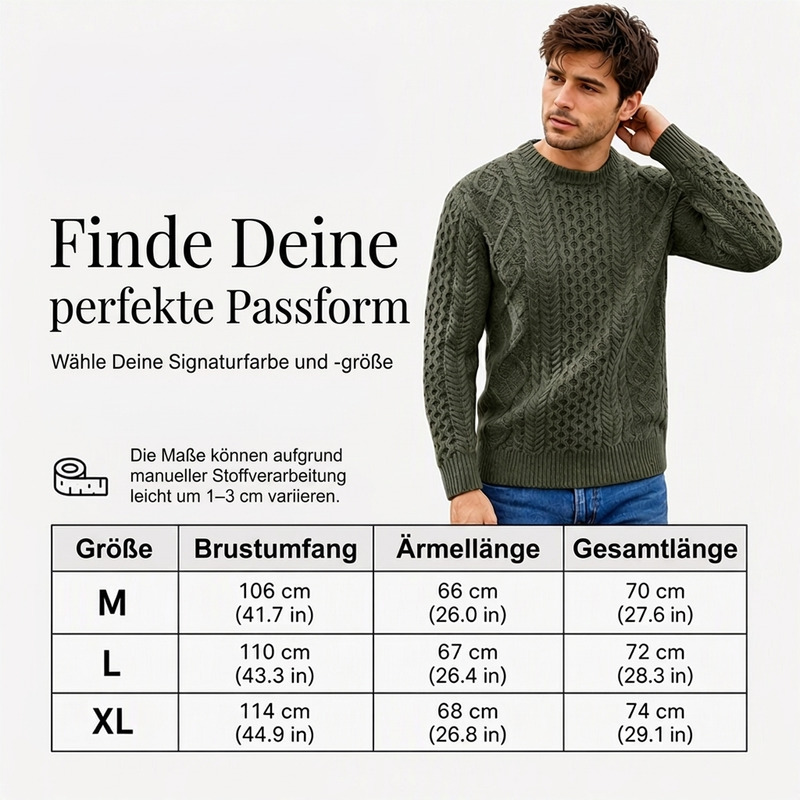 📢🎉50%Rabatt!!!🛍️✨Lässiger Herren-Strickpullover mit Zopfstrickmuster und Rundhalsausschnitt