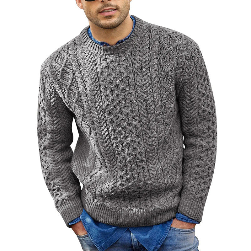 📢🎉50%Rabatt!!!🛍️✨Lässiger Herren-Strickpullover mit Zopfstrickmuster und Rundhalsausschnitt
