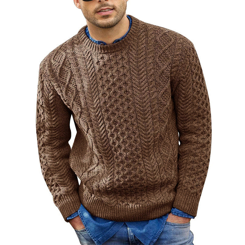 📢🎉50%Rabatt!!!🛍️✨Lässiger Herren-Strickpullover mit Zopfstrickmuster und Rundhalsausschnitt