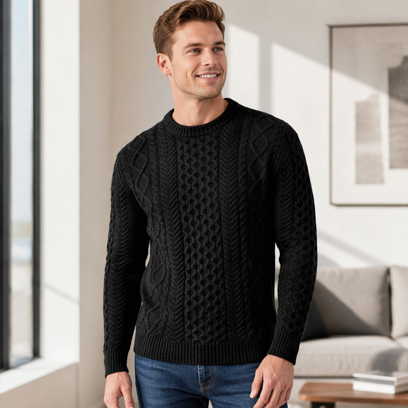 📢🎉50%Rabatt!!!🛍️✨Lässiger Herren-Strickpullover mit Zopfstrickmuster und Rundhalsausschnitt
