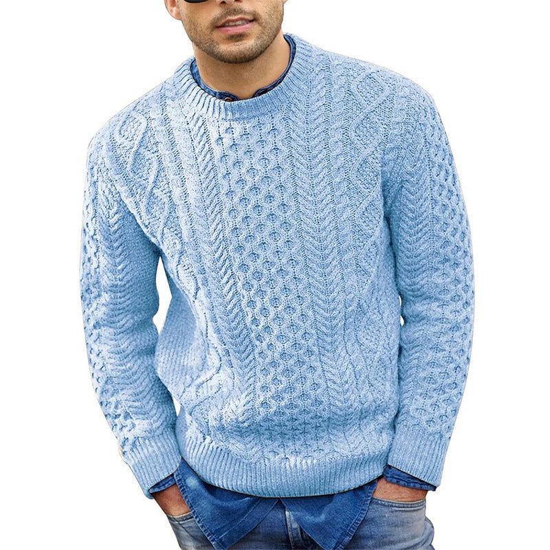 📢🎉50%Rabatt!!!🛍️✨Lässiger Herren-Strickpullover mit Zopfstrickmuster und Rundhalsausschnitt