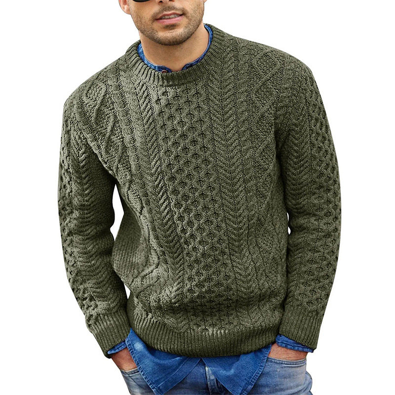 📢🎉50%Rabatt!!!🛍️✨Lässiger Herren-Strickpullover mit Zopfstrickmuster und Rundhalsausschnitt