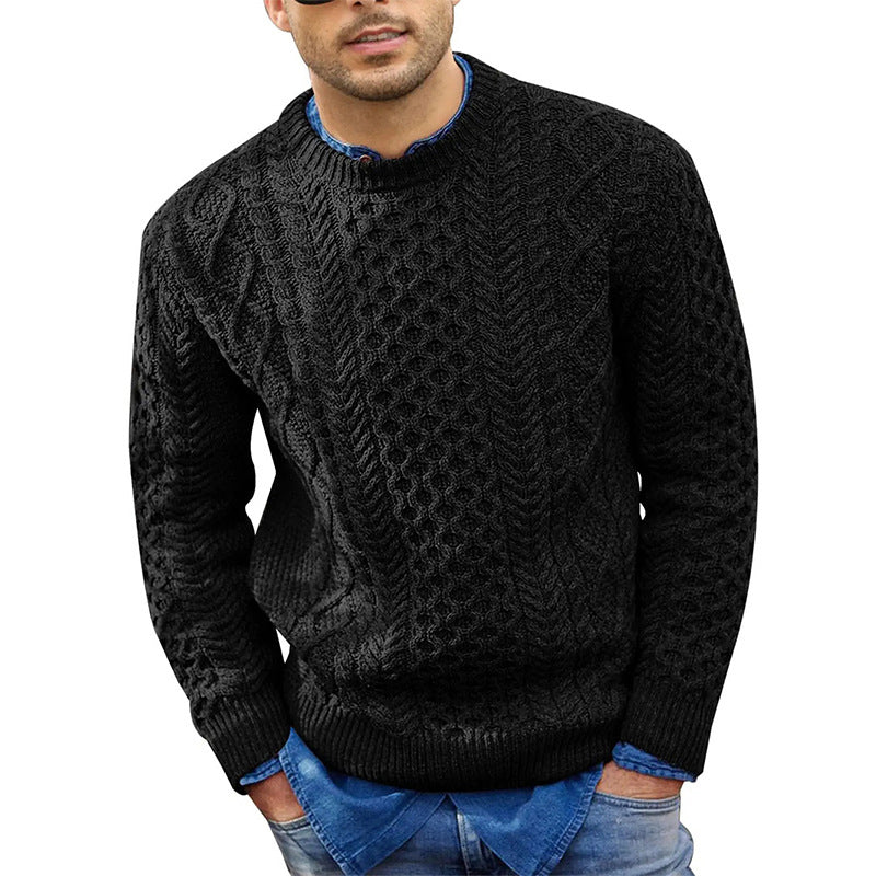 📢🎉50%Rabatt!!!🛍️✨Lässiger Herren-Strickpullover mit Zopfstrickmuster und Rundhalsausschnitt