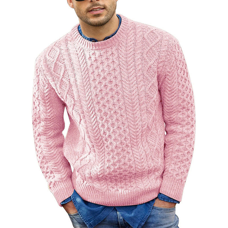 📢🎉50%Rabatt!!!🛍️✨Lässiger Herren-Strickpullover mit Zopfstrickmuster und Rundhalsausschnitt