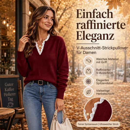 📢🎉Riesige Ersparnisse🛍️✨Damen Rollkragen-Strickpullover mit Spitzenbesatz