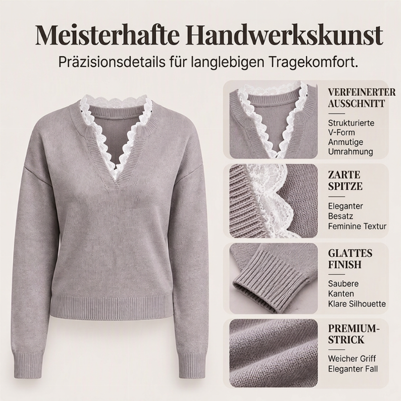 📢🎉Riesige Ersparnisse🛍️✨Damen Rollkragen-Strickpullover mit Spitzenbesatz