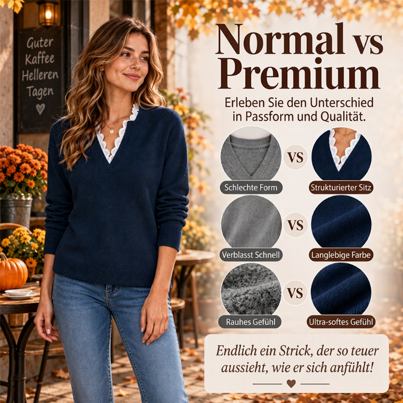 📢🎉Riesige Ersparnisse🛍️✨Damen Rollkragen-Strickpullover mit Spitzenbesatz