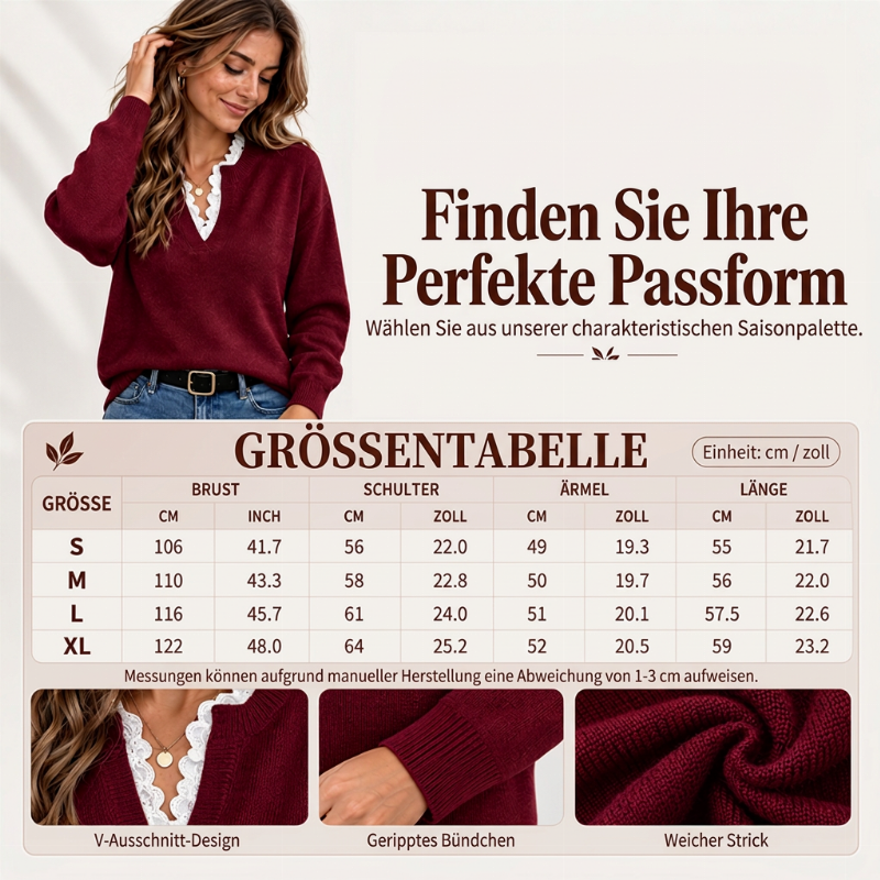 📢🎉Riesige Ersparnisse🛍️✨Damen Rollkragen-Strickpullover mit Spitzenbesatz