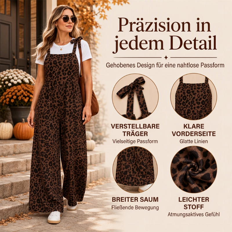 ✨Begrenzter Vorrat verfügbar, nicht verpassen!🔥🔥Damen Jumpsuit mit Leopardenmuster und weitem Bein