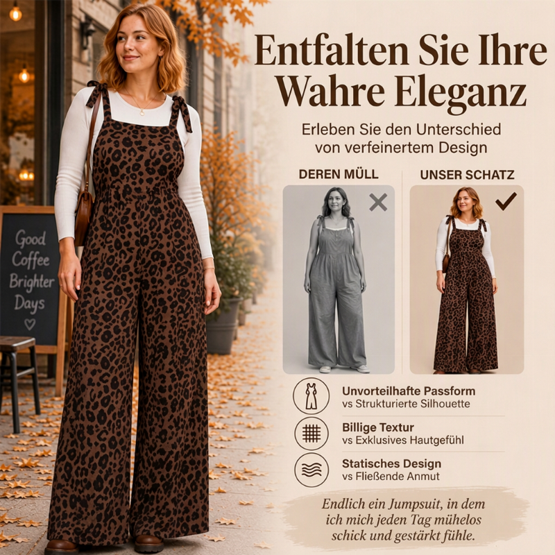 ✨Begrenzter Vorrat verfügbar, nicht verpassen!🔥🔥Damen Jumpsuit mit Leopardenmuster und weitem Bein