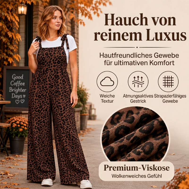 ✨Begrenzter Vorrat verfügbar, nicht verpassen!🔥🔥Damen Jumpsuit mit Leopardenmuster und weitem Bein