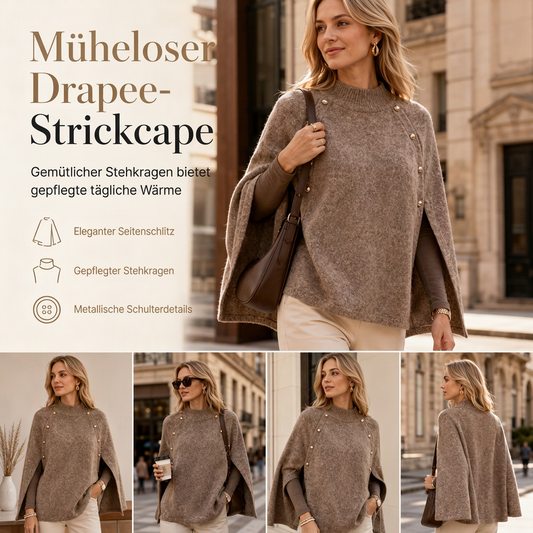 ✨🎁Begrenzter Vorrat verfügbar, nicht verpassen!🔥🔥Damen Strickumhang-Poncho mit Knopfleiste