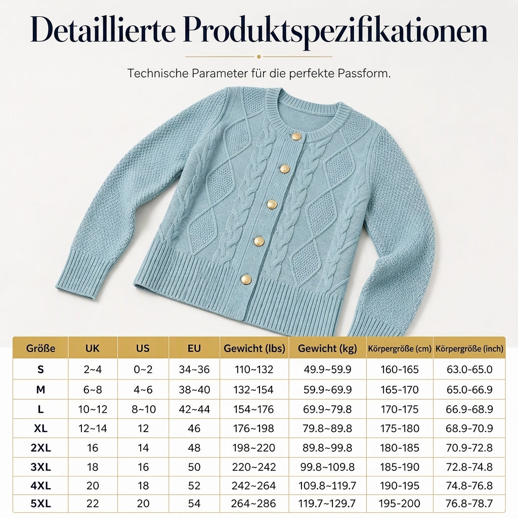 💥Jetzt stark nachgefragt! Nur wenig übrig!💥Zopfstrick-Strickjacke mit Rundhalsausschnitt und goldenen Knöpfen