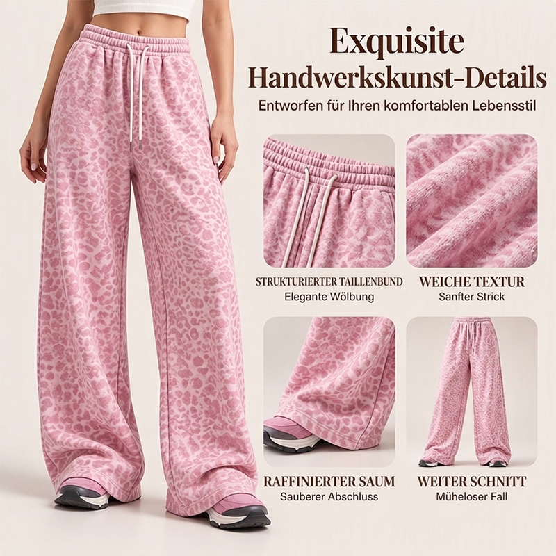 📢🎉Räumungsverkauf !!!🛍️✨Damen lässige Leopardenmuster weite Bein Jogginghose