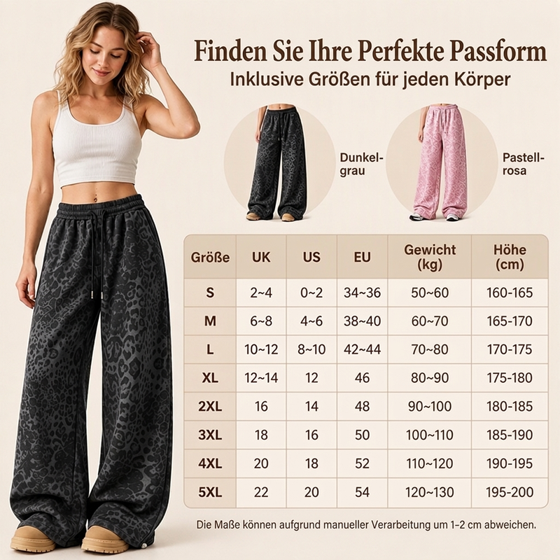 📢🎉Räumungsverkauf !!!🛍️✨Damen lässige Leopardenmuster weite Bein Jogginghose