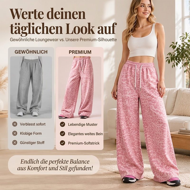 📢🎉Räumungsverkauf !!!🛍️✨Damen lässige Leopardenmuster weite Bein Jogginghose