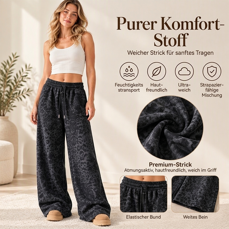 📢🎉Räumungsverkauf !!!🛍️✨Damen lässige Leopardenmuster weite Bein Jogginghose