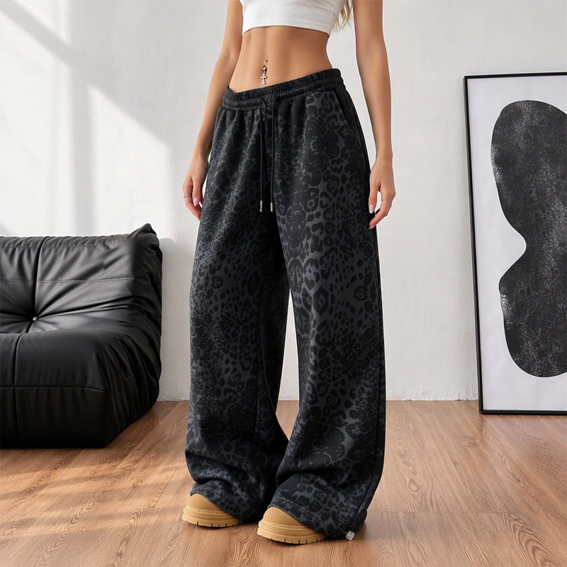 📢🎉Räumungsverkauf !!!🛍️✨Damen lässige Leopardenmuster weite Bein Jogginghose