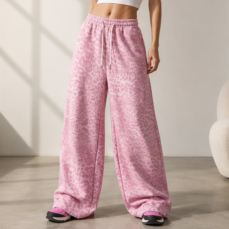 📢🎉Räumungsverkauf !!!🛍️✨Damen lässige Leopardenmuster weite Bein Jogginghose