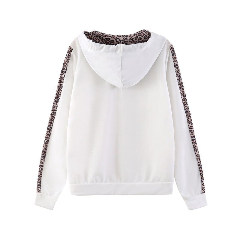 🔥 Nur heute 50 %!  Damen Leopardenmuster Langarm Zipper Sweatshirt und Hosen Set